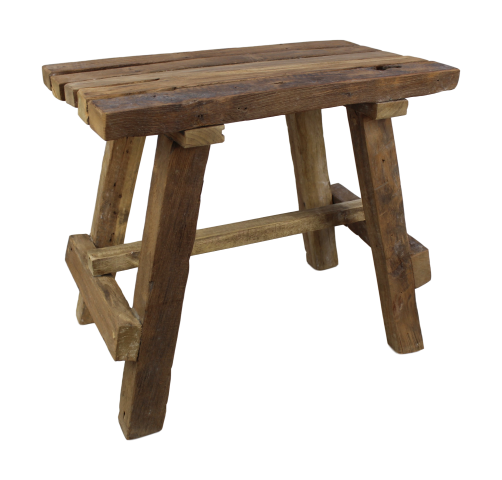 Rechthoekige kruk Rustiek - naturel - teak HSM