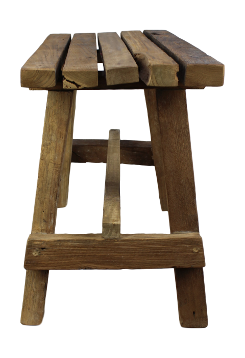 Rechthoekige kruk Rustiek - naturel - teak HSM