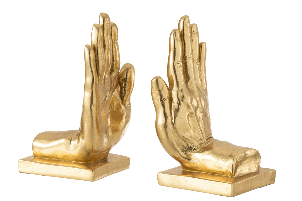 Boekensteun Handen Poly Goud - J-LINE
