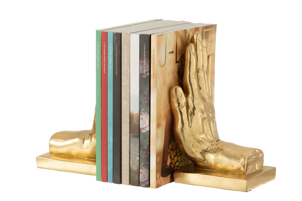 Boekensteun Handen Poly Goud - J-LINE