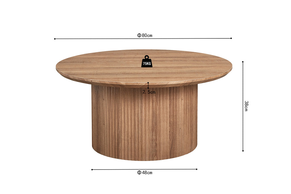 Salontafel 'Lagos' 80 rond decor oude eik RS