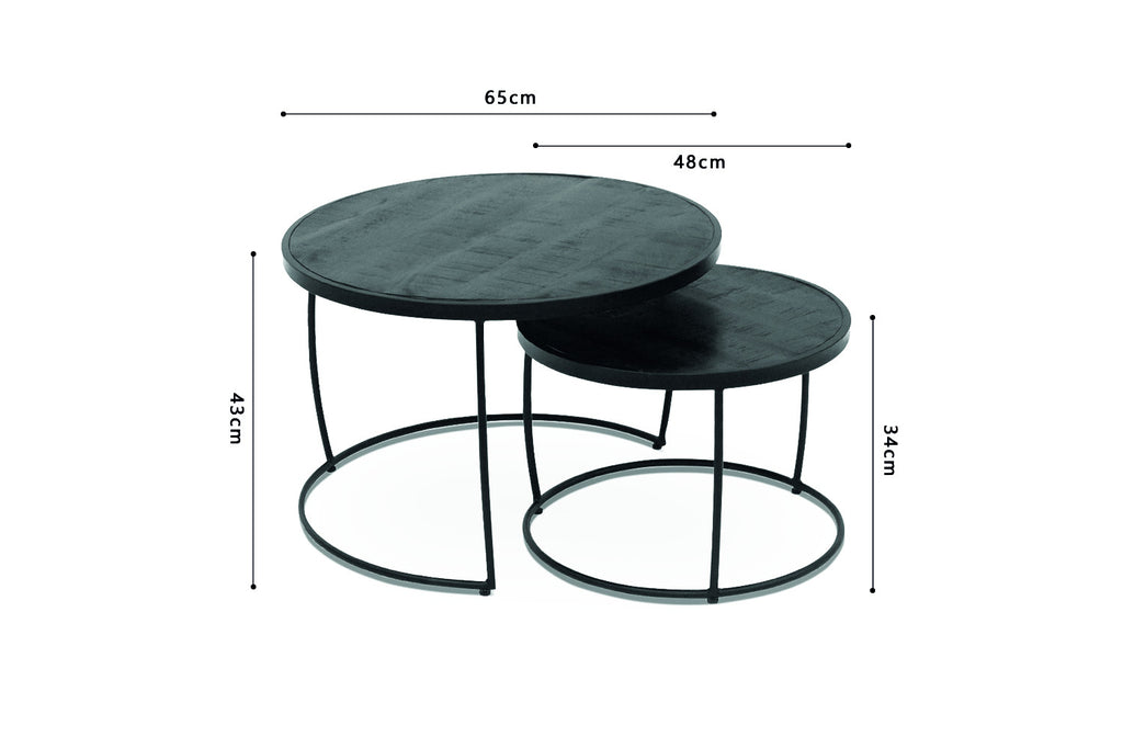 Salontafel 'Lars' S/2 Mango hout zwart RS