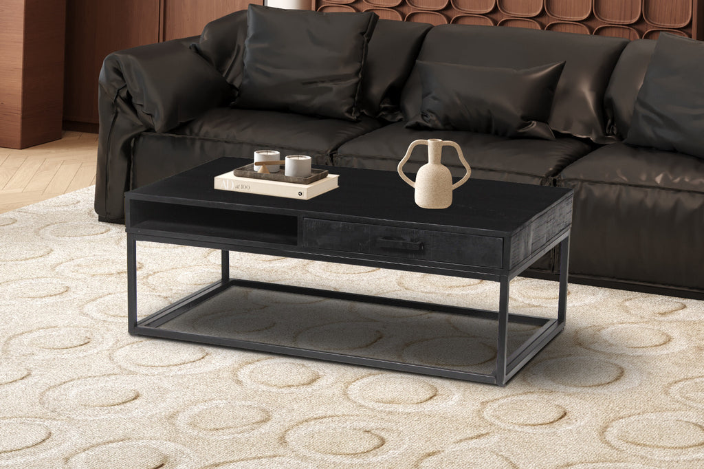 Salontafel Madeira met lade Mangohout zwart - RS