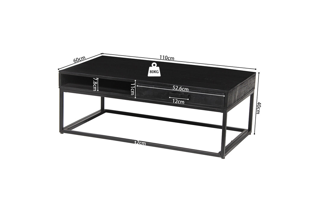 Salontafel Madeira met lade Mangohout zwart - RS