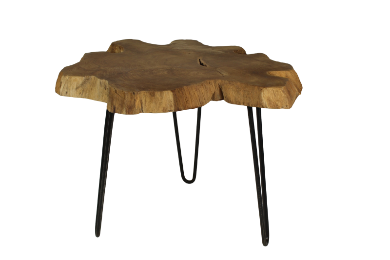 Salontafel met hairpin poten - ijzer/teak - HSM