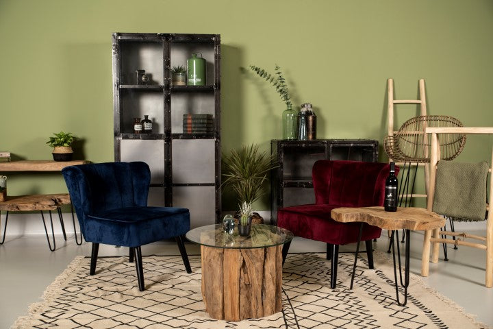 Salontafel met hairpin poten - ijzer/teak - HSM