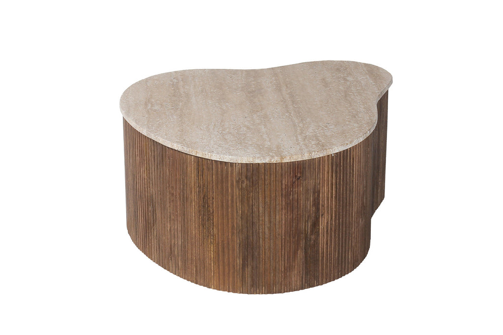 Salontafel 'Paul' 83 mango hout met travetin beige RS