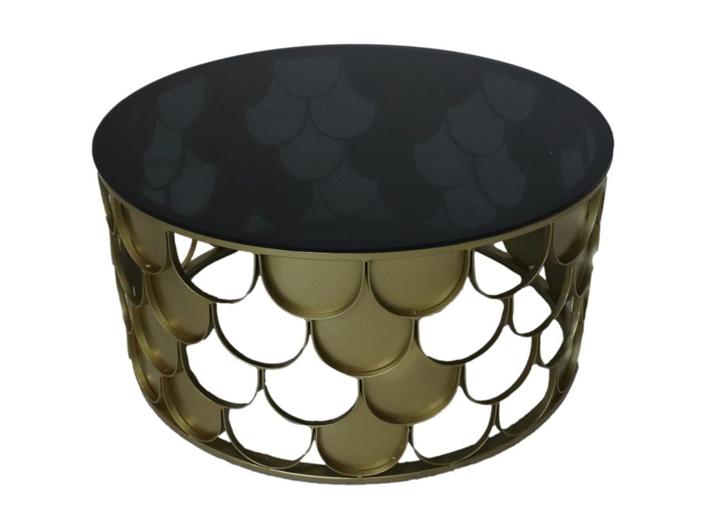 Salontafel rond - ø80x40 - Goud/zwart - Metaal/glas - HSM