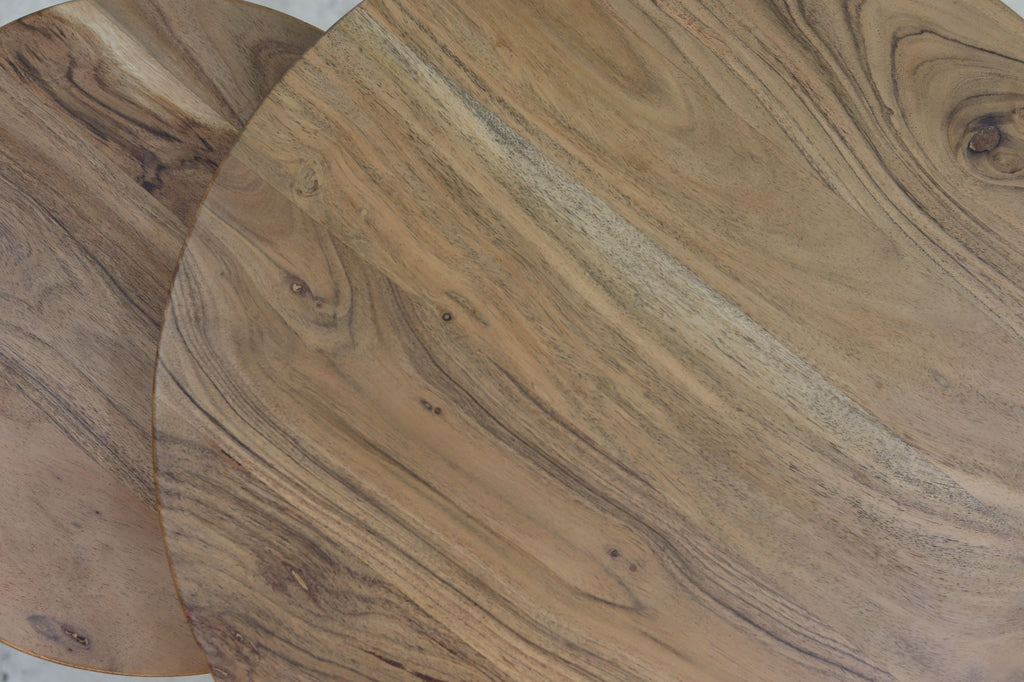 Salontafel Zurich - ø60/ø40 - Natuurlijk/zwart - Acaciahout/ijzer - Set van 2 - HSM