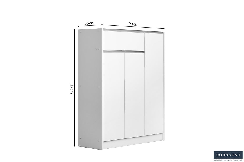 Schoenenkast 'Lilly' 3 deuren en 1 lade wit - RS