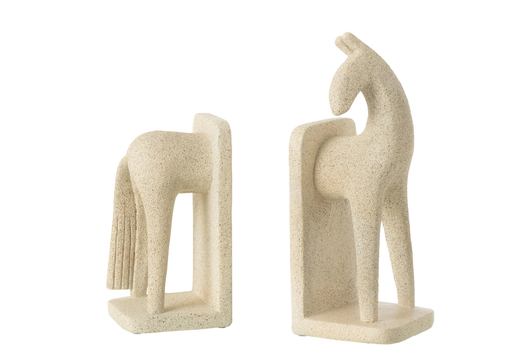 Boekensteunen Paard Modern Resin Beige - J-LINE