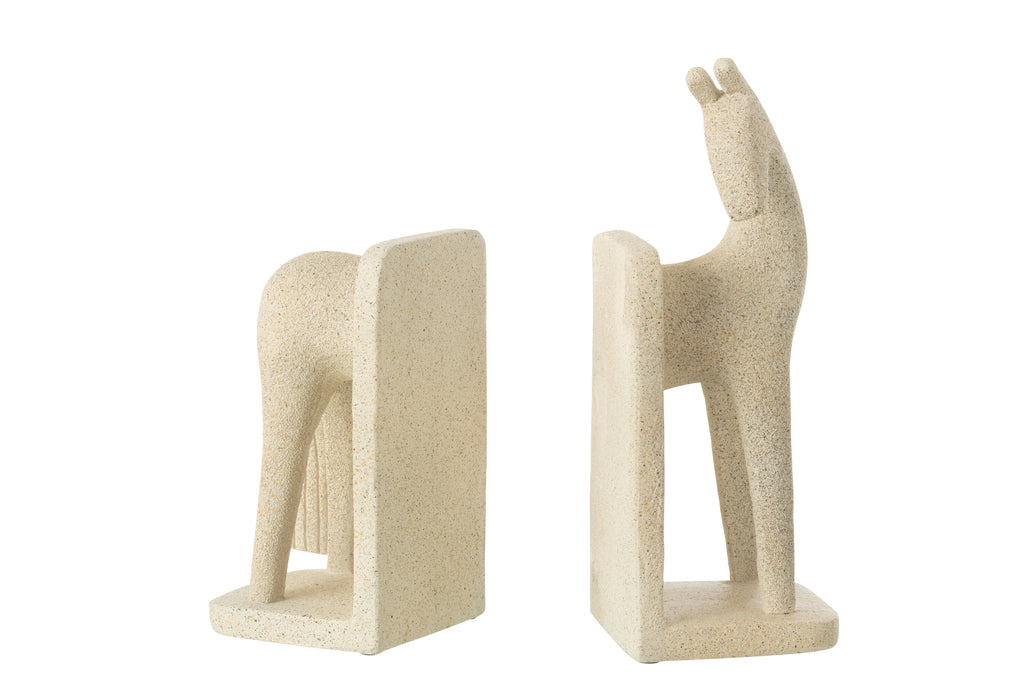 Boekensteunen Paard Modern Resin Beige - J-LINE