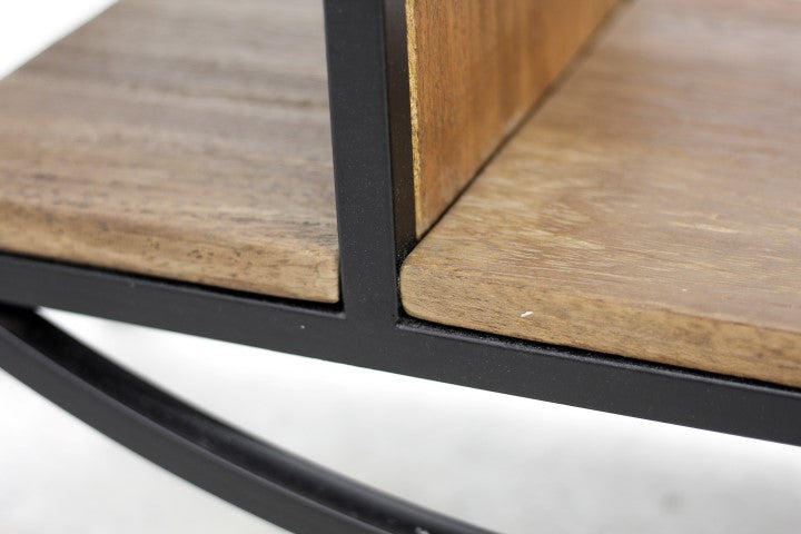 Sidetable - 90x25x80 cm - Natuurlijk/zwart - Mango/ijzer - HSM