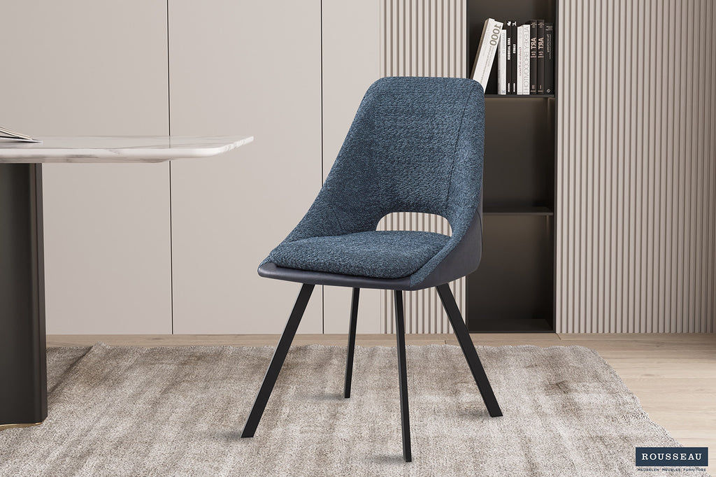 Stoel 'Filou' Bouclé Blue Back PU Blue  RS
