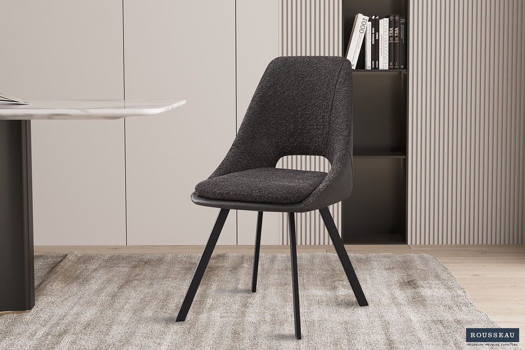 Stoel 'Filou' Bouclé Grey Backrest PU Light Grey  RS