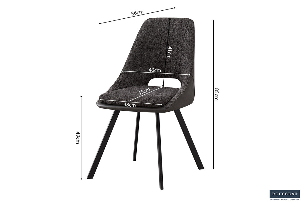 Stoel 'Filou' Bouclé Grey Backrest PU Light Grey  RS