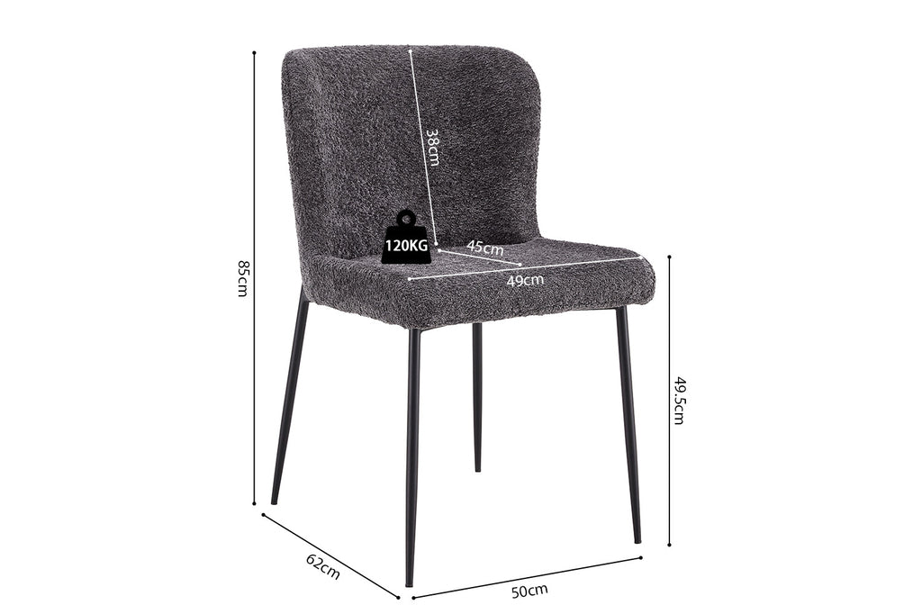 Stoel 'Lisa' Bouclé Dark Grey RS