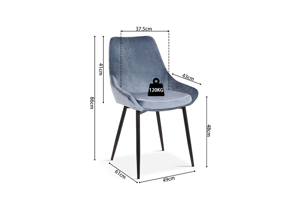 Stoel 'Mirano' Velvet Blue  RS