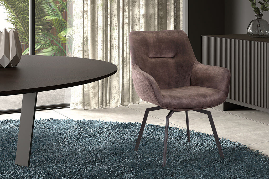 Stoel 'Modest' draaibaar fluweel taupe RS