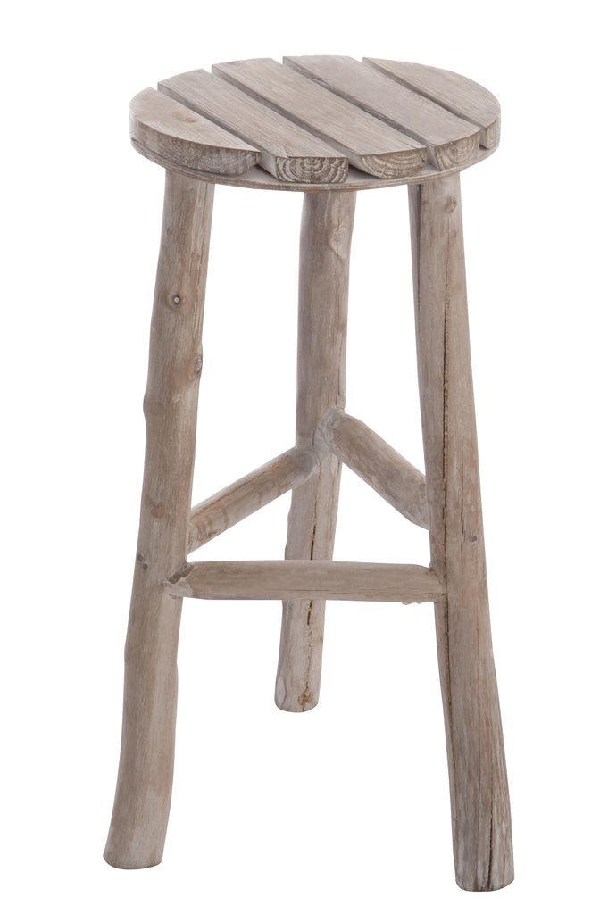Barstoel Rond Hout Wit Gewassen - J-LINE