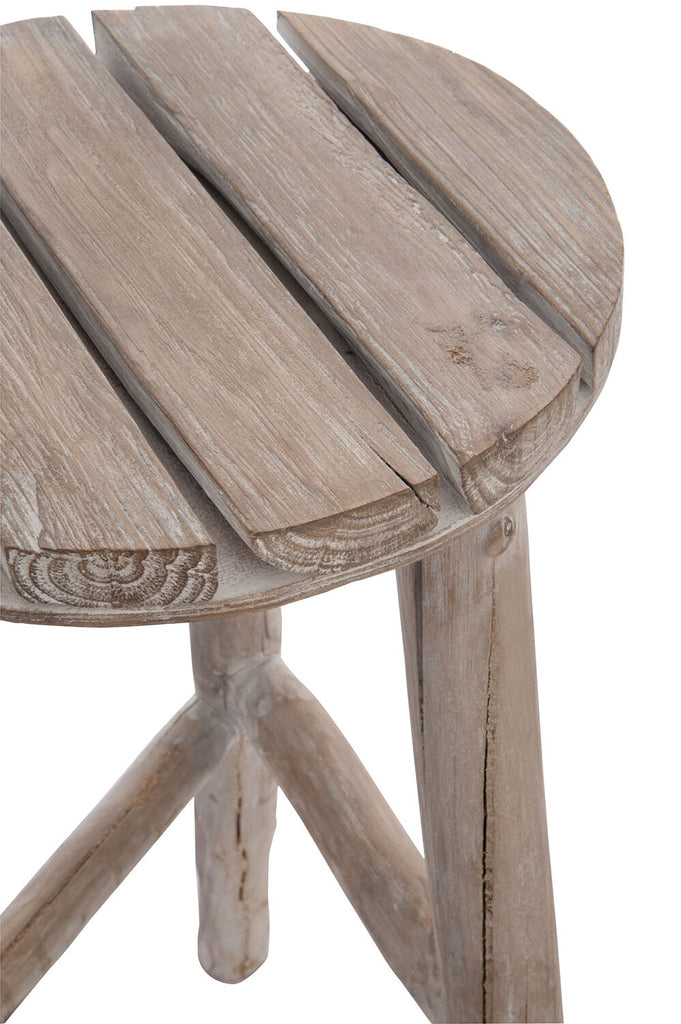 Barstoel Rond Hout Wit Gewassen - J-LINE