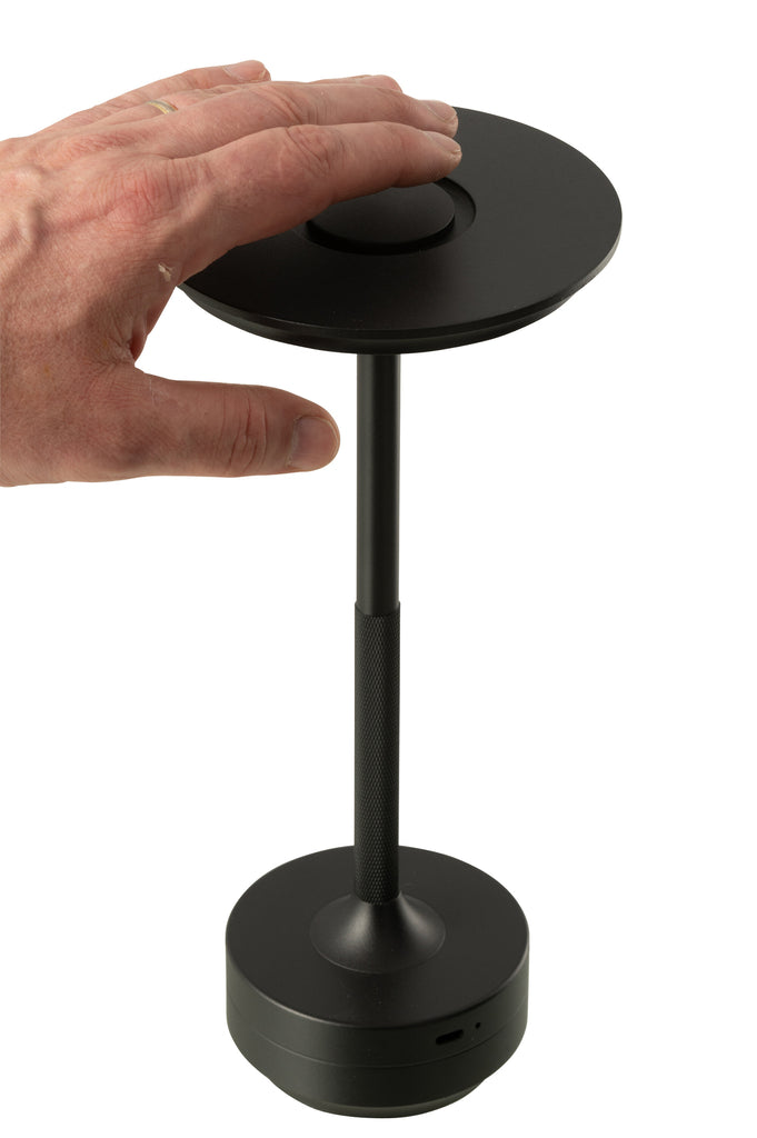 Lampe de table LED tactile en plastique noir - J-LINE