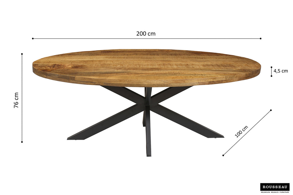 Tafel 'Alexa' 200 cm Ovaal Mango RS