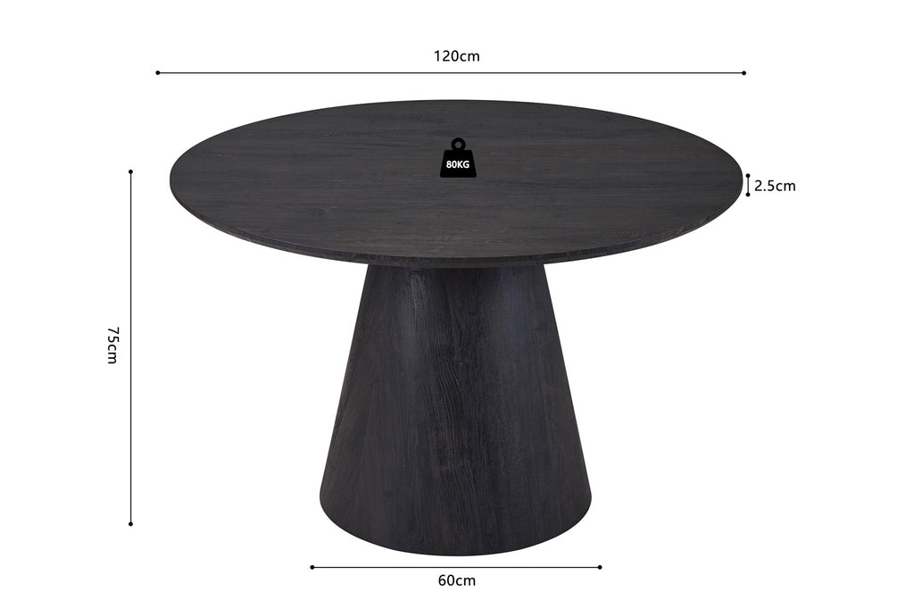 Tafel 'Miklos' 120 rond donkerbruin RS