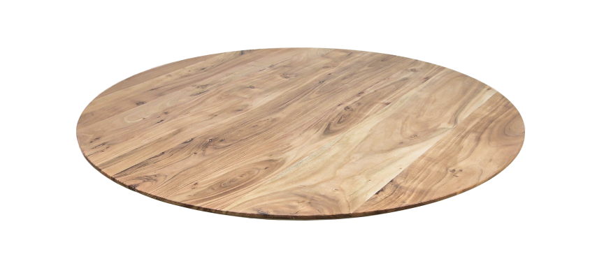 Tafelblad Zurich rond - ø80x3,8 - Naturel - Zwitserse rand - Acaciahout - HSM