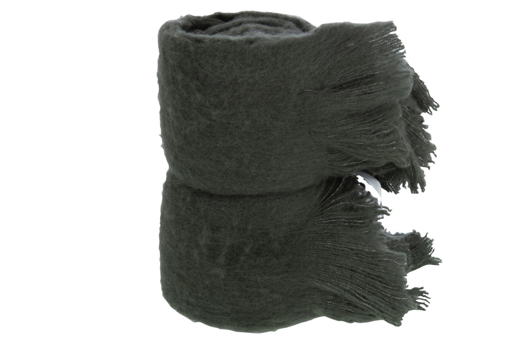Plaid met franjes van polyester antraciet - J-LINE