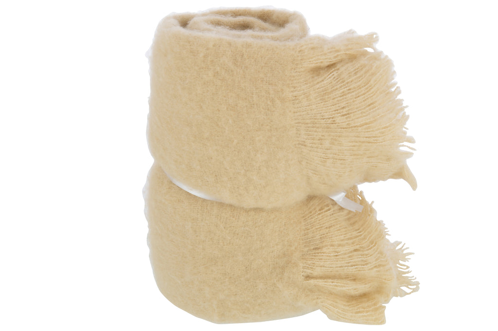 Plaid met franjes van polyester beige - J-LINE