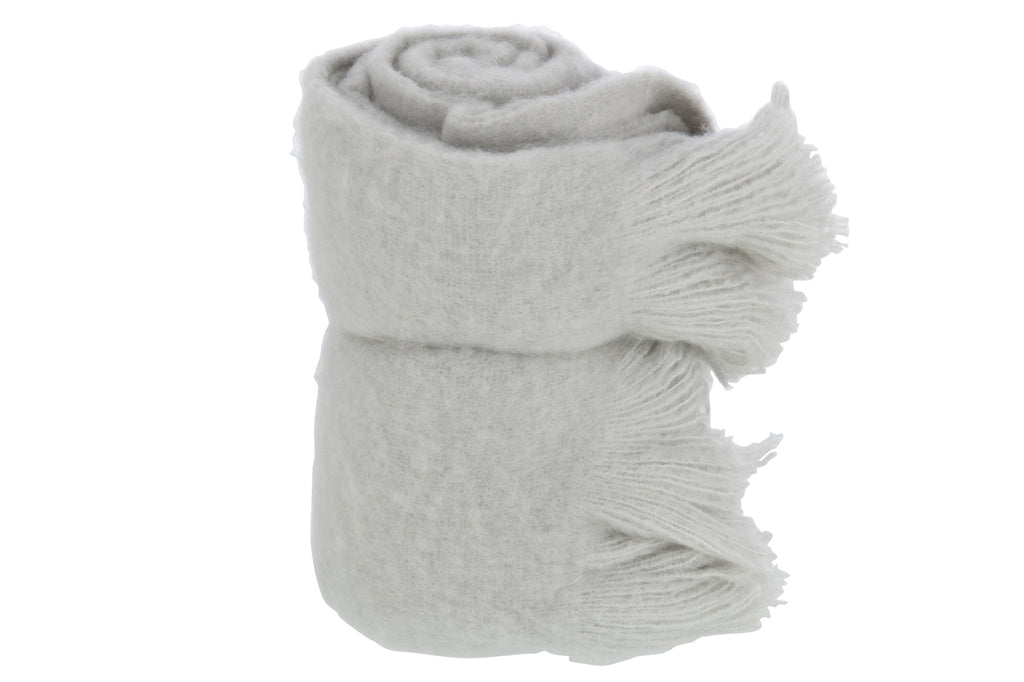 Plaid met franjes van polyester grijs - J-LINE