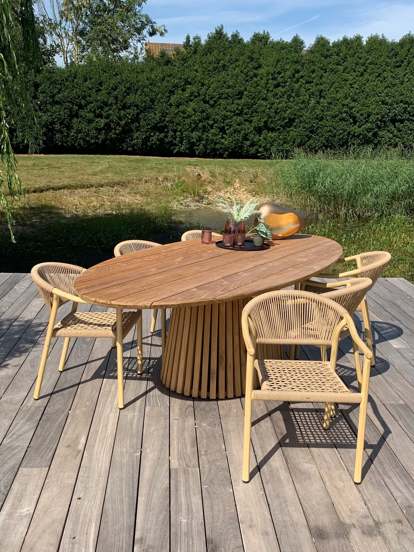 Outdoor tafel teak - handgemaakte poot - PROMOTIE!