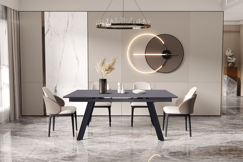 Uitschuifbare tafel 'Hera' 160-240 RH steen zwart RS
