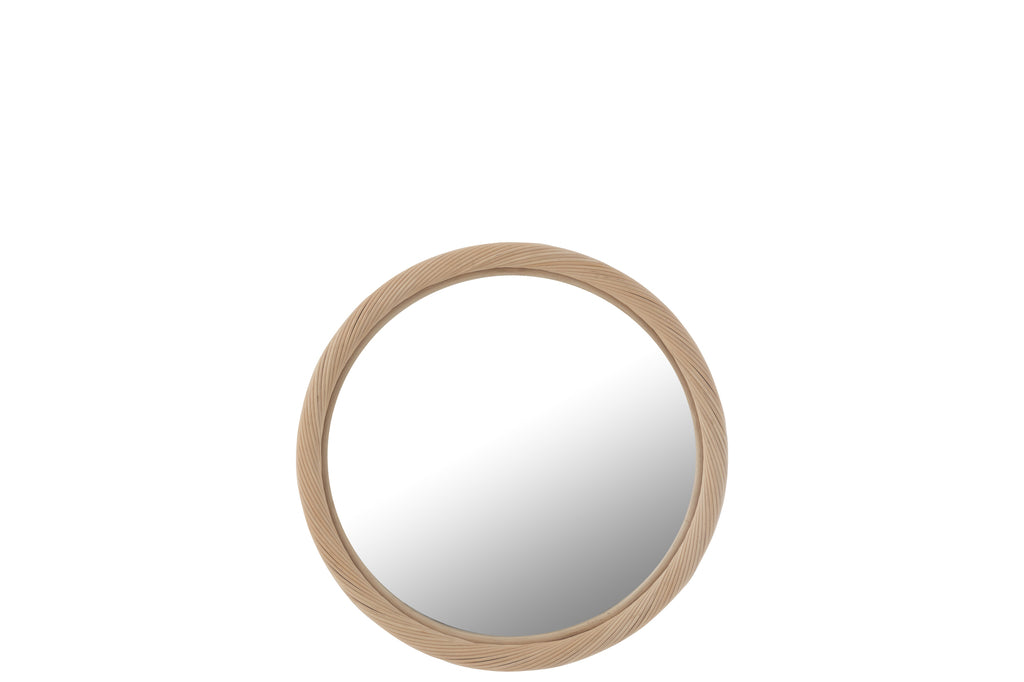 Wandspiegel rond rotan/glas natuurlijk S - J-LINE