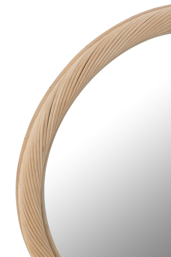 Wandspiegel rond rotan/glas natuurlijk S - J-LINE