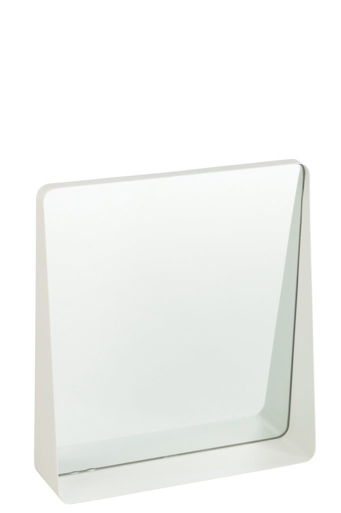 Wandspiegel vierkant metaal/glas wit - J-LINE