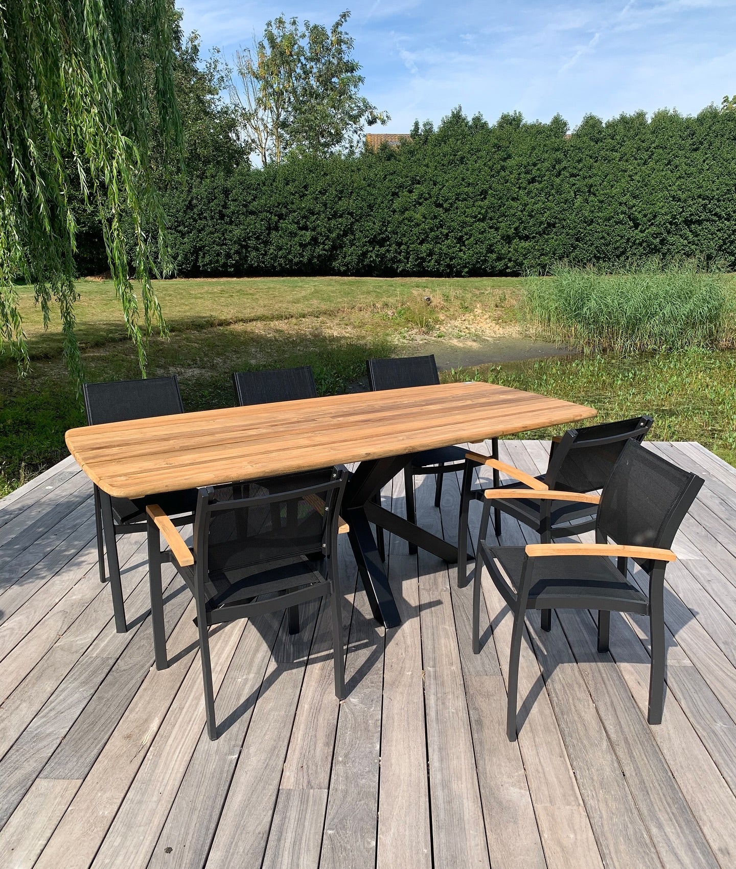 Tafel outdoor Yuki teak met spiderpoot - COMBINATIEDEAL