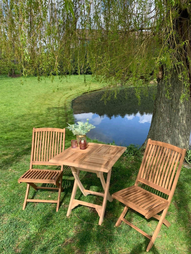 klaptafel met klapstoelen massief teakhout