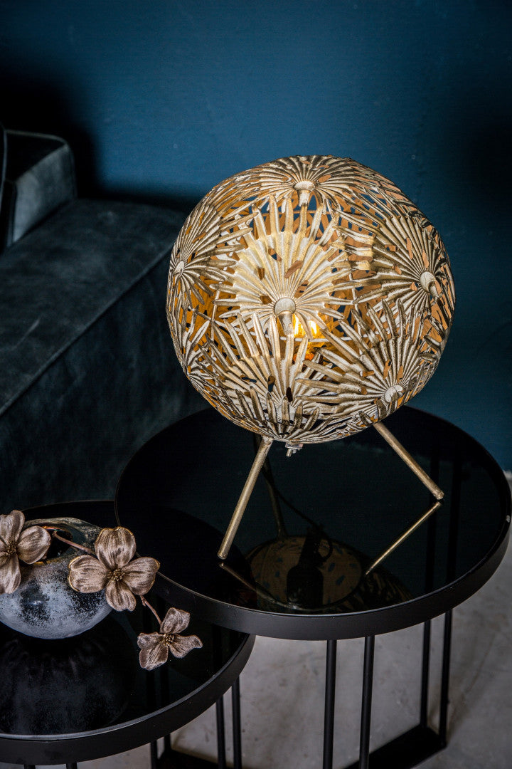Fallon Gold metal table lamp leaves ball