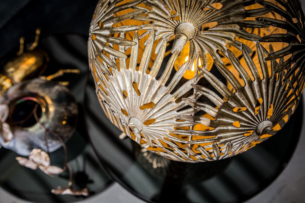 Fallon Gold metal table lamp leaves ball