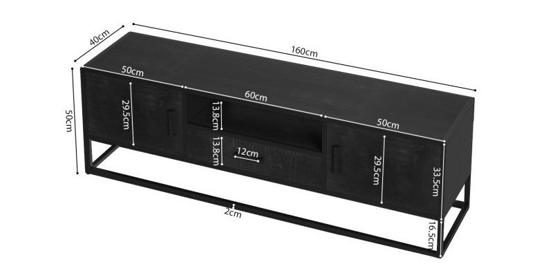 TV-meubel Madeira mangolia zwart 160