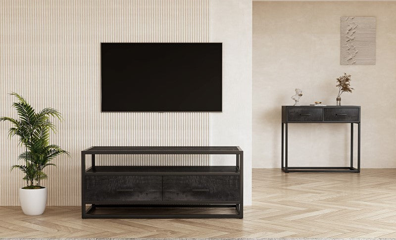 TV-meubel Madeira zwart 2 lades mangolia